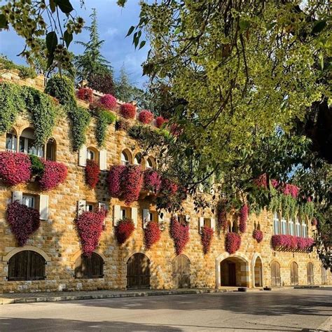 An Old Building With Flowers Growing On It