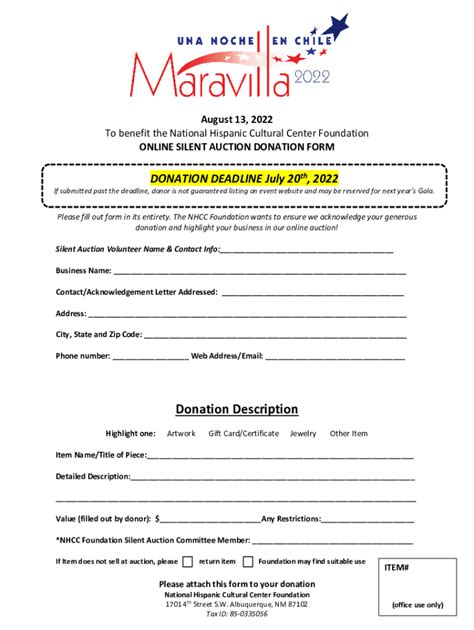 Fillable Online Online Silent Auction Donation Form Fax Email Print