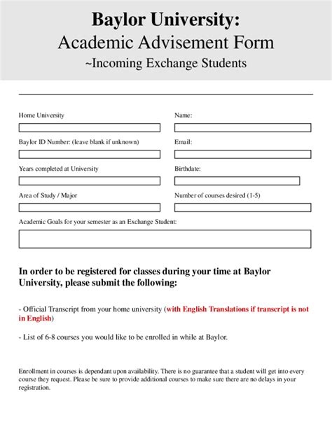 Fillable Online Academic Advisement Form Fax Email Print Pdffiller