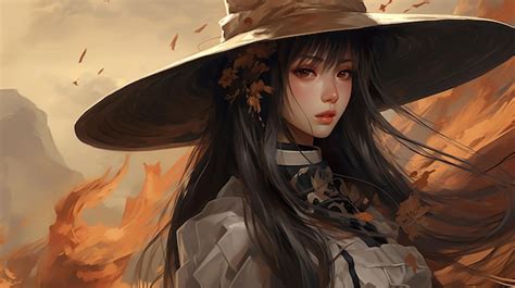 Premium AI Image | Portrait of an Anime Character in a Cowboy Hat