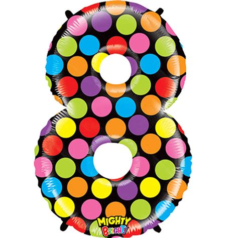 Giant Mighty Bright Colorful Number 8 Foil Balloon 40"