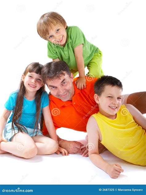 Uncle with Nephews and Niece Stock Image - Image of looking, smiling: 2687325