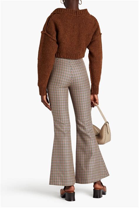 Stella Mccartney Mona Houndstooth Wool Flared Trousers The Outnet