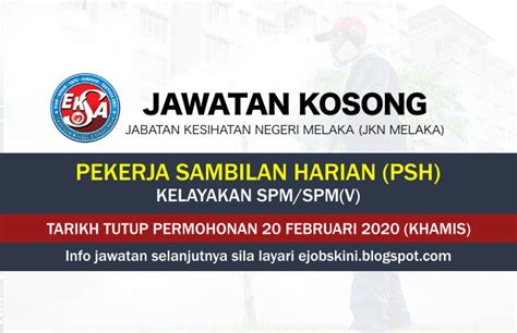 Jawatan Kosong JKN Melaka Februari 2020