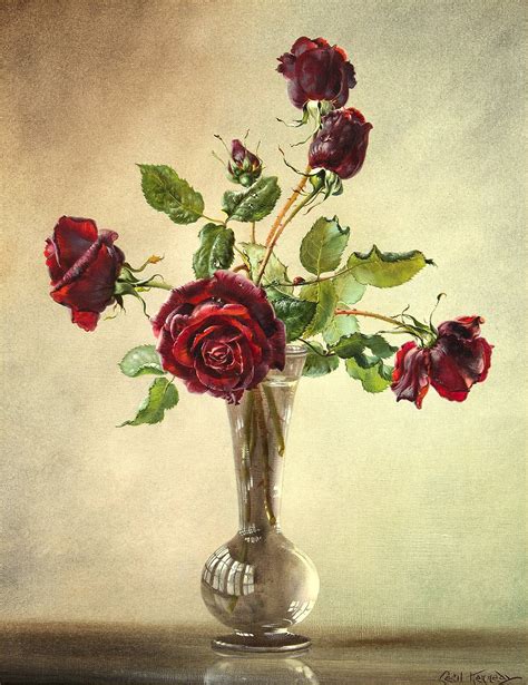 Cecil Kennedy Red Roses In A Vase Painting Still Life House Painting