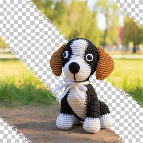 Perro Beagle Amigurumi De Crochet En Varios Colores Y Un Lazo Sentado