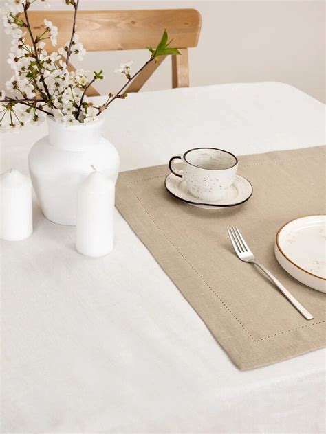 Hemstitch Linen Napkins Linen Napkins Natural Napkins Gift