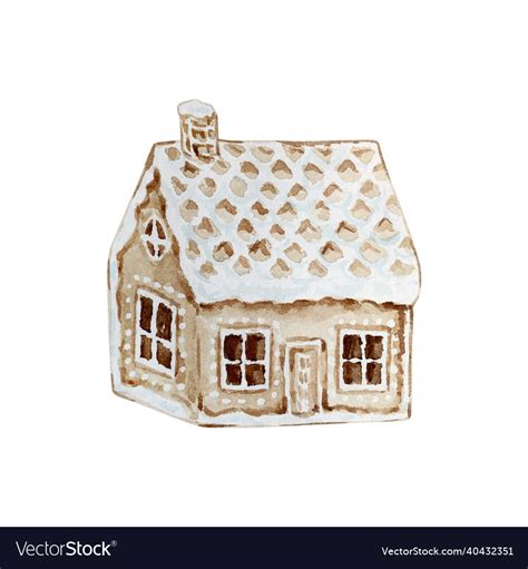 Watercolor Christmas Of A Gingerbread House Vector Image