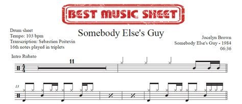 Drum Sheet Jocelyn Brown Somebody Else S Guy Best Music Sheet