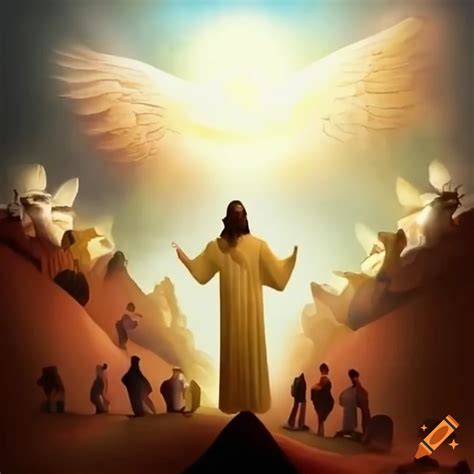 Artistic Representation Of Jesus With Angels And People On Craiyon