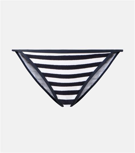 Bare Minimum Striped Terry Bikini Bottoms In Blue Jade Swim Mytheresa