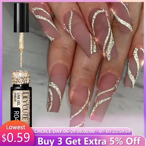 Lilycute Ml Reflective Glitter Liner Gel Polish Nail Art Champagne