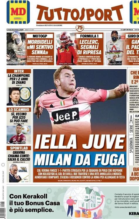 Tuttosport La Prima Pagina Di Oggi 26 Ottobre 2020 Pianeta Milan