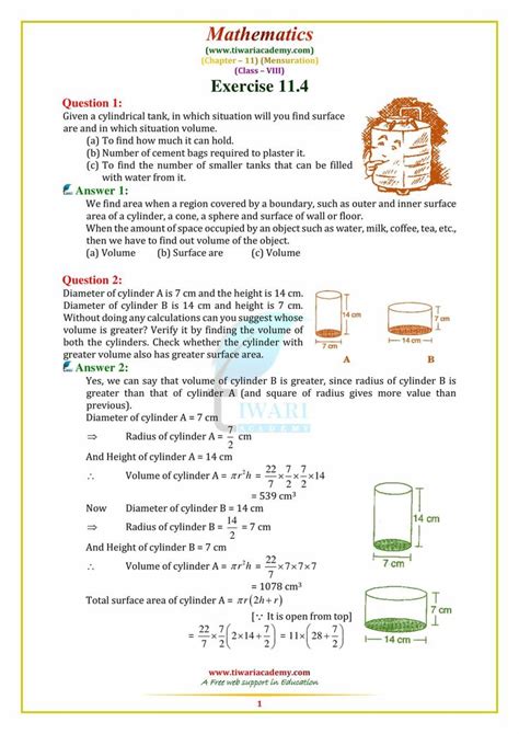 Cbse Ncert Solutions For Class Maths Chapter Mensuration