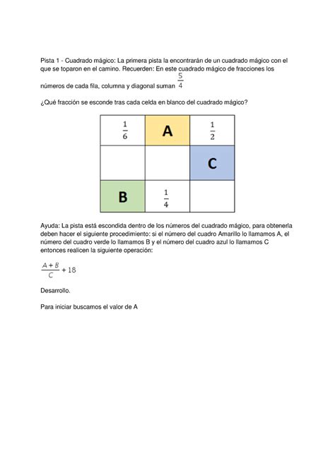 Entrega Semana Matematicas Pista Cuadrado M Gico La Primera