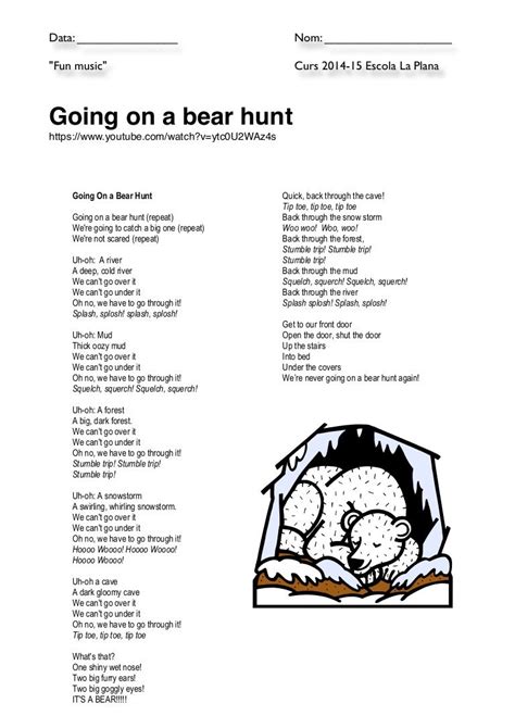 9. going on a bear hunt. action songs