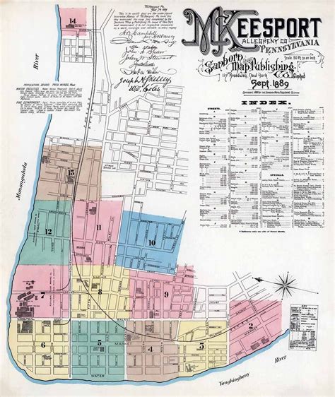 1889 Town Map Of Mckeesport Allegheny County Pennsylvania Etsy