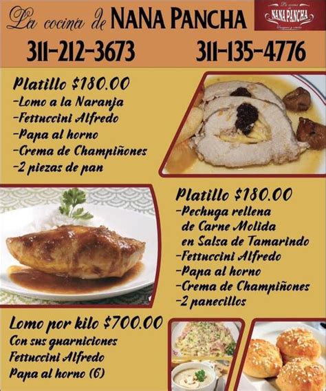 Carta Del Restaurante La Cocina De Nana Pancha Tepic