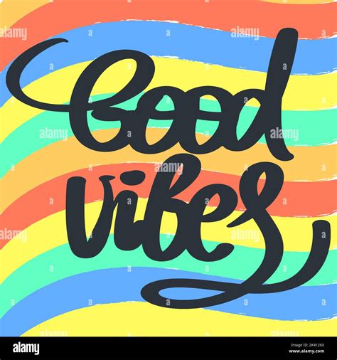 Good Vibes Handwritten Inscription On Striped Color Background