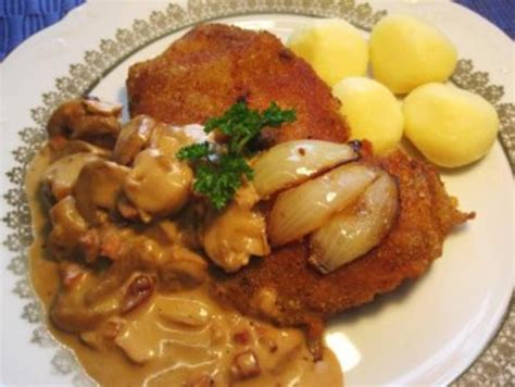 Schnitzel Mit Rahm Champignons Rezept Kochbar De