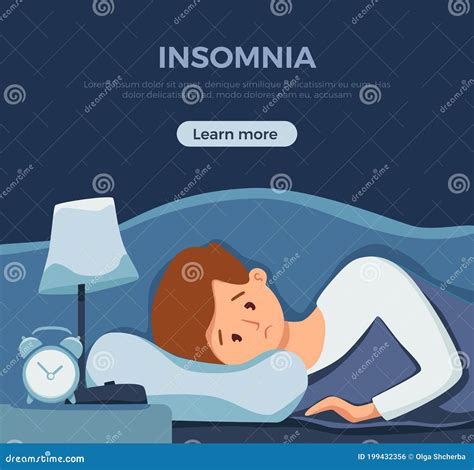 Insomnia Vector Illustration Labeled Sleeplessness Symptoms Causes