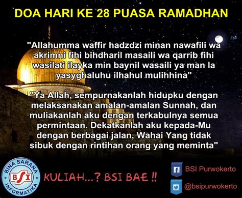 Doa Hari Ke Keduapuluhdelapan Puasa Ramadhan Hijriah