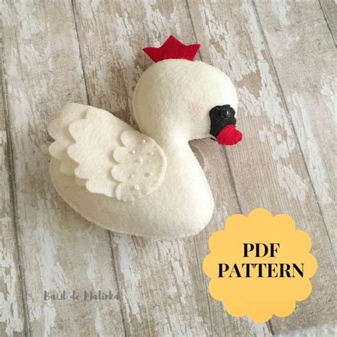 Swan Sewing Pattern Felt Swan Ornament Swan Doll Felt Tutorial Etsy