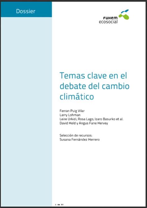 Dossier Temas Clave En El Debate Del Cambio Clim Tico Fuhem