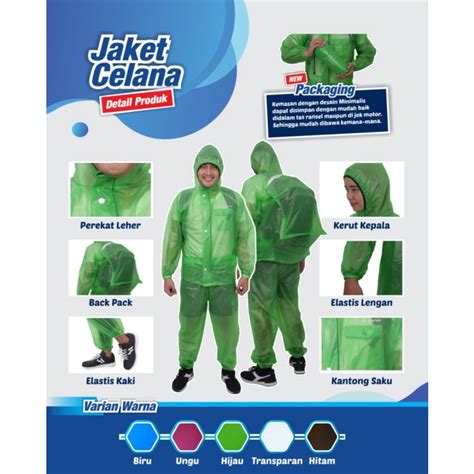 Jual Jas Hujan Stelan Jaket Celana Transparan Jas Hujan Plevia Diamond