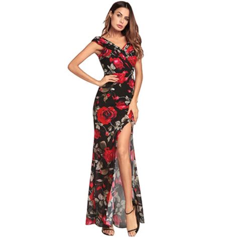 Doreenbow New Fashion Summer Long Dress Female High Waist Rose Floral