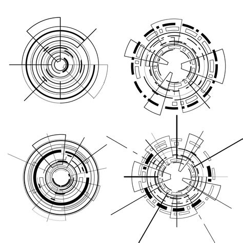 Vector sci-fi HUB futuristic. Fantastic circle technical drawing ...