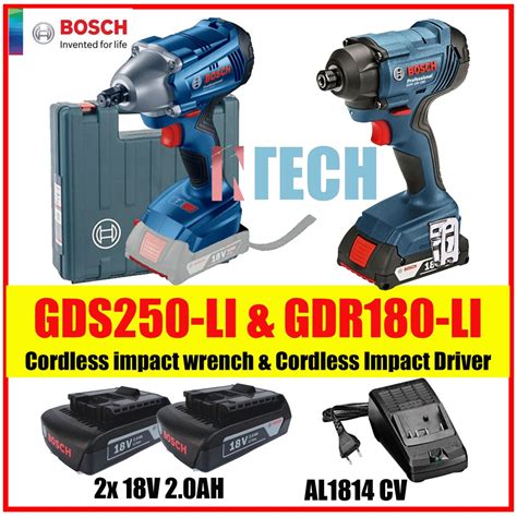 Bosch Combo Kit Gds250 Li Cordless Impact Wrench C W Gdr180 Li Cordless