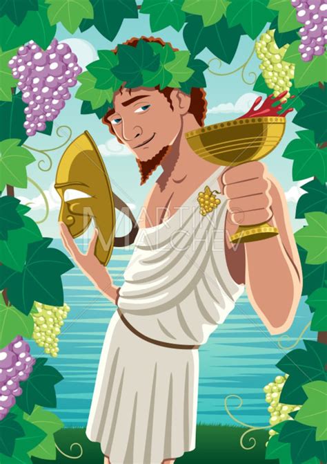 Dionysus Vector Cartoon Illustration Bacchus God Roman Etsy Israel