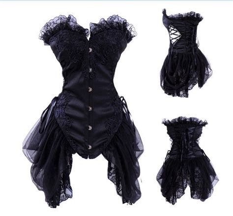 Sexy Lingerie Black Lace Up Corset Basques Bustier Dress Club Wear Party Dress A Size S