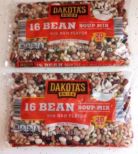 Lot Of 2 Dakotas Pride 16 Bean Soup Mix With Ham Flavoring 20oz Each