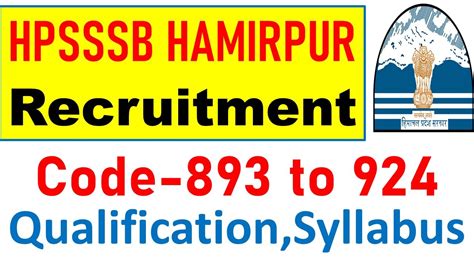 HPSSC New Recruitment 2021 Syllabus Exam Pattern Qualification