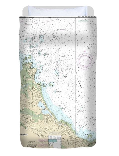 Nautical Chart 13269 Cohasset Scituate Harbors Duvet Cover Seakoast