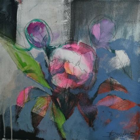 Rosa weiße Pfingstrosen by Olga David 2022 Painting Acrylic Pastel