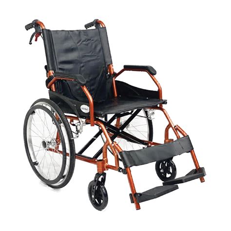 Steel Semi Lightweight Wheelchair 18" - Orange (PVC Cushion) - Nusa Medic