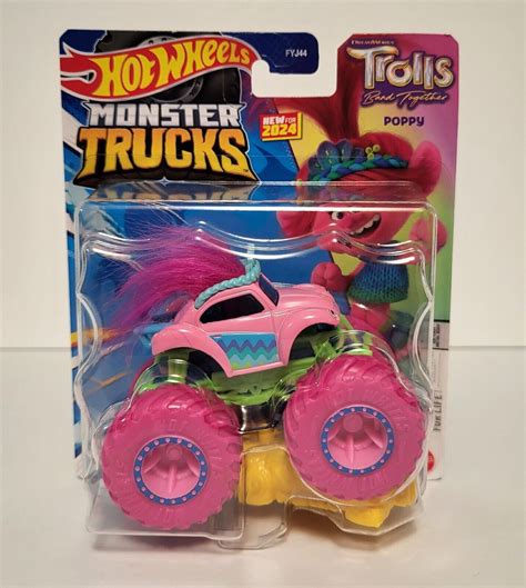 Hot Wheels Monster Trucks Trolls Band Together Poppy Truck Mattel New