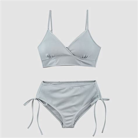新款現貨新款韓系網紅比基尼 泳衣 高腰遮肚兩件式泳裝 bikini 純色性感性感比基尼 二件式泳衣 女生泳衣 蝦皮購物