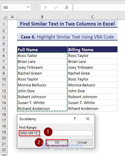 How To Find Similar Text In Two Columns In Excel