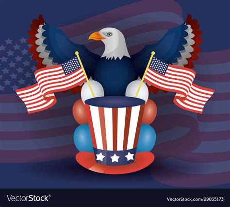 Presidents Day Poster With Usa Tophat And Eagle Vector Image