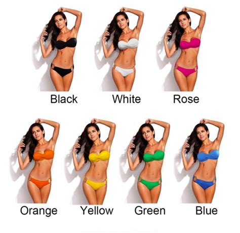 Aliexpress Biquinis Feminino Sexy Metal Ring Design Push Up Bandeau Bikini Set