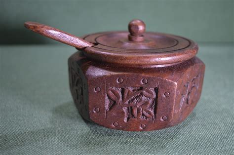 Купить Чайница (емкость для сыпучих продуктов) деревянная с ложкой ...