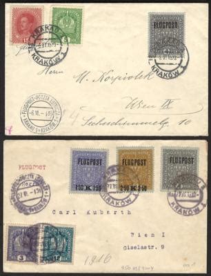 Poststück Österr Flugpost 1918 Partie Krakau Wien mit