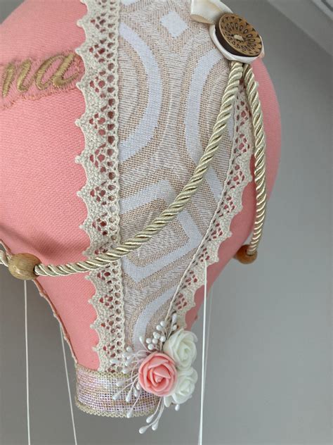 Personalized Big Hot Air Balloon Name Embroidery Nursery Balloon Pastel Color Baby Shower