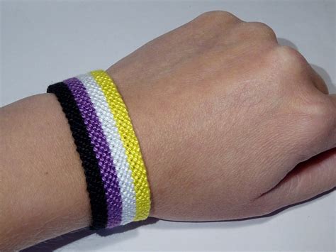 Xl Non Binary Pride Flag Bracelet Friendship Handwoven Love T Idea