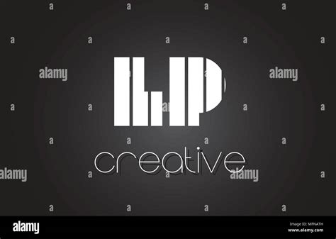 Lp L P Creative Letter Logo Design With White And Black Lines Stock