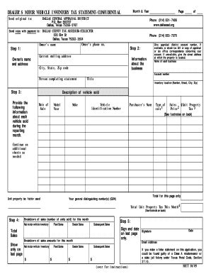 Dealer S Motor Vehicle Inventory Declaration Confidential Fill Online